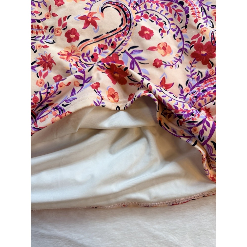 Lands' End Women's Wood Lilly Paisley Halter Tankini Swim Top Sz 16 Coral UPF 50 - Picture 3 of 10